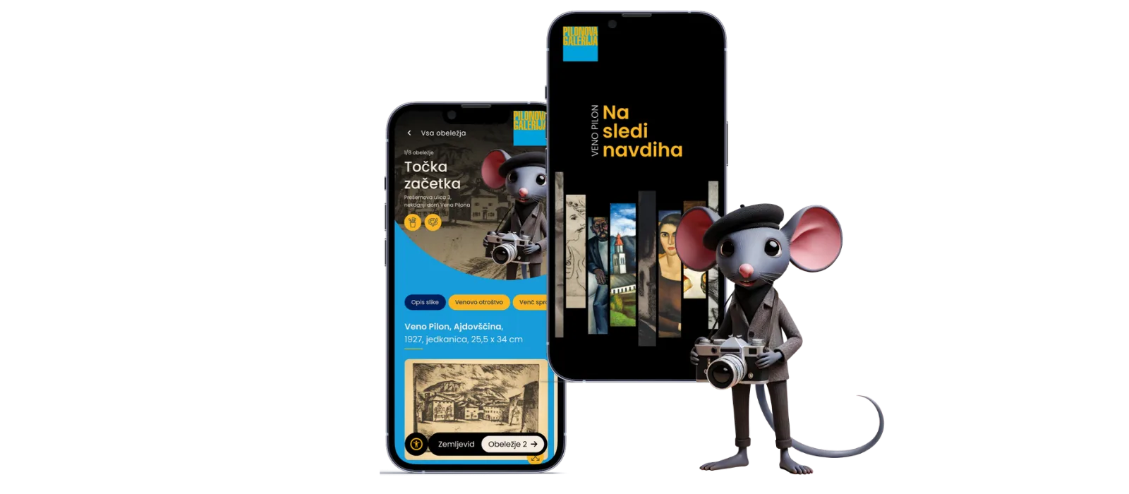 Veno Pilon heritage app — mobile screens