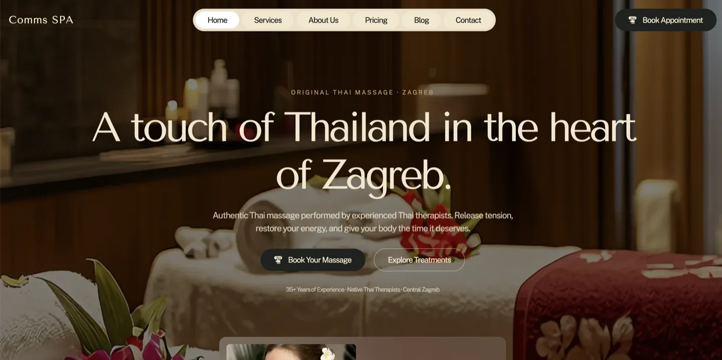Comms Spa website